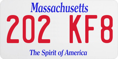 MA license plate 202KF8