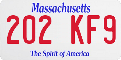 MA license plate 202KF9