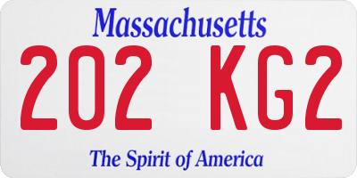 MA license plate 202KG2