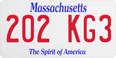 MA license plate 202KG3