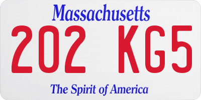 MA license plate 202KG5