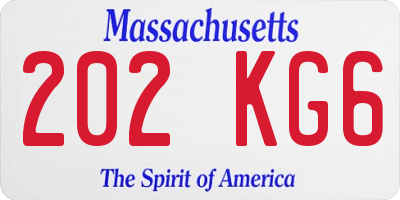 MA license plate 202KG6