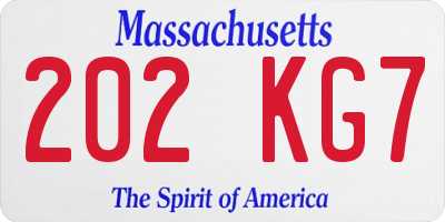 MA license plate 202KG7