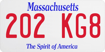 MA license plate 202KG8