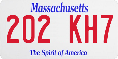 MA license plate 202KH7