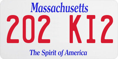 MA license plate 202KI2