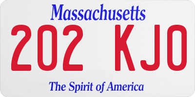 MA license plate 202KJ0