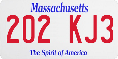 MA license plate 202KJ3