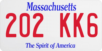 MA license plate 202KK6