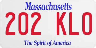 MA license plate 202KL0
