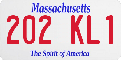 MA license plate 202KL1
