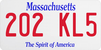 MA license plate 202KL5