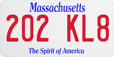 MA license plate 202KL8