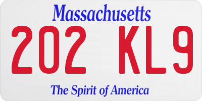 MA license plate 202KL9