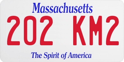 MA license plate 202KM2