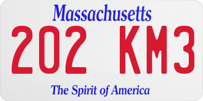 MA license plate 202KM3