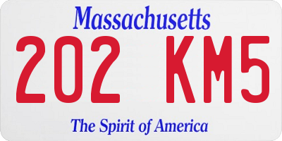 MA license plate 202KM5