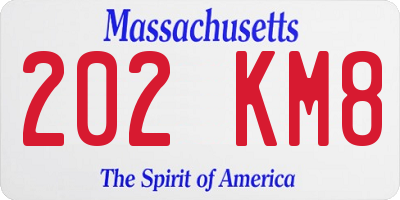 MA license plate 202KM8