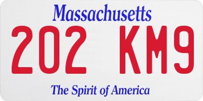 MA license plate 202KM9