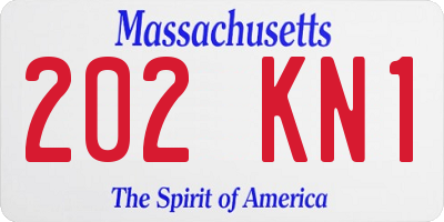 MA license plate 202KN1