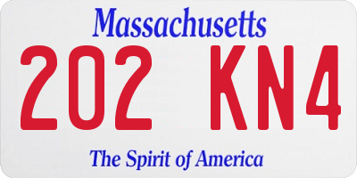 MA license plate 202KN4