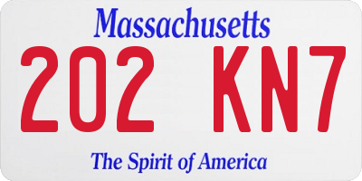 MA license plate 202KN7