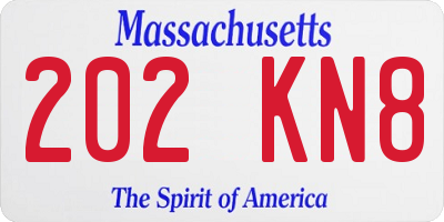 MA license plate 202KN8