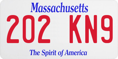 MA license plate 202KN9