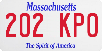 MA license plate 202KP0