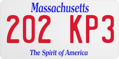 MA license plate 202KP3