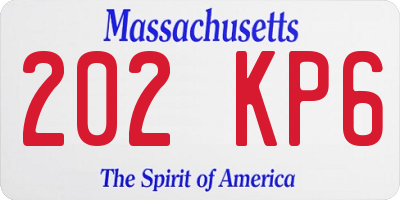 MA license plate 202KP6
