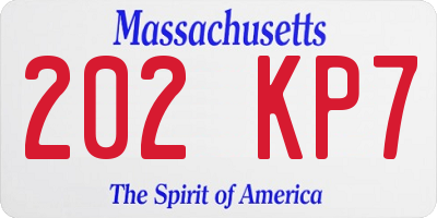 MA license plate 202KP7