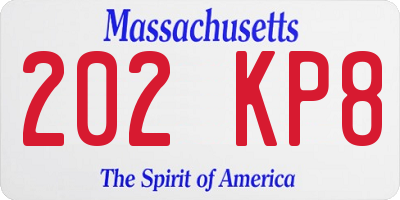 MA license plate 202KP8