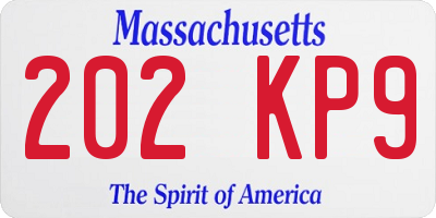 MA license plate 202KP9