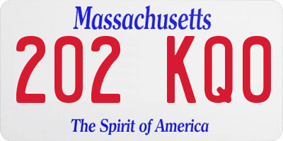MA license plate 202KQ0