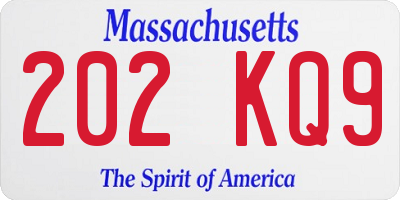 MA license plate 202KQ9