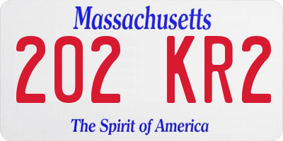 MA license plate 202KR2