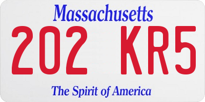 MA license plate 202KR5