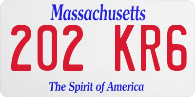 MA license plate 202KR6