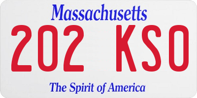 MA license plate 202KS0