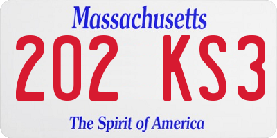 MA license plate 202KS3