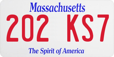 MA license plate 202KS7