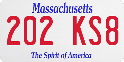 MA license plate 202KS8