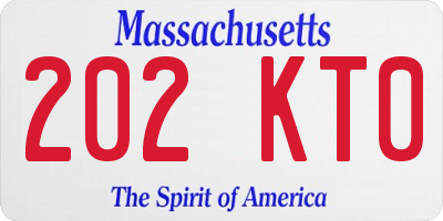 MA license plate 202KT0
