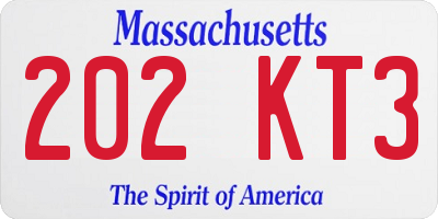 MA license plate 202KT3