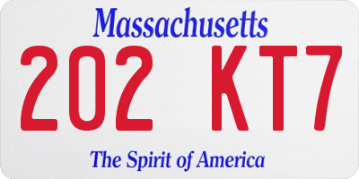 MA license plate 202KT7