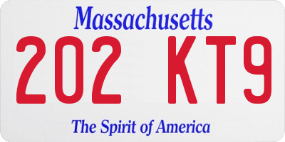 MA license plate 202KT9
