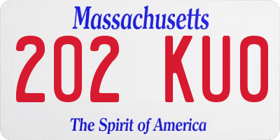 MA license plate 202KU0