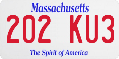 MA license plate 202KU3