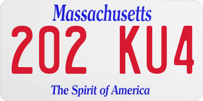 MA license plate 202KU4